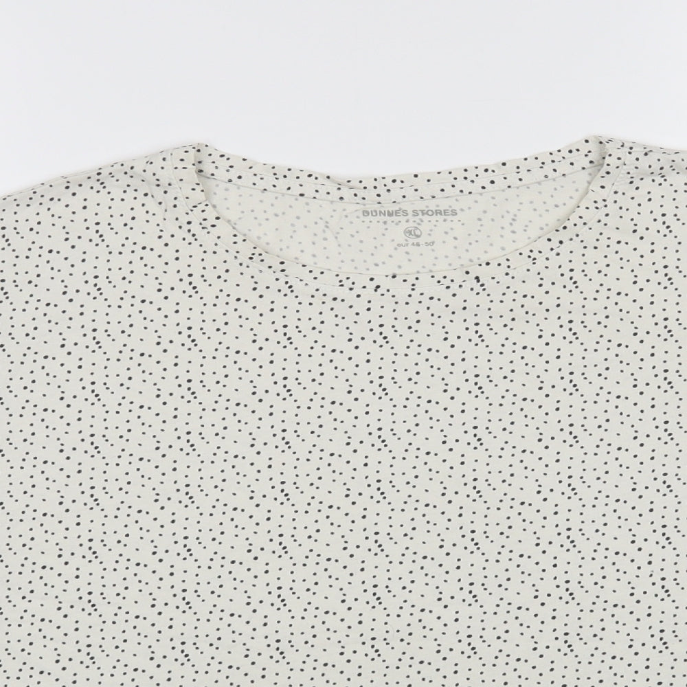 Dunnes Stores Womens White Animal Print Cotton Basic T-Shirt Size XL Crew Neck