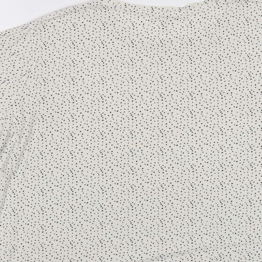 Dunnes Stores Womens White Animal Print Cotton Basic T-Shirt Size XL Crew Neck