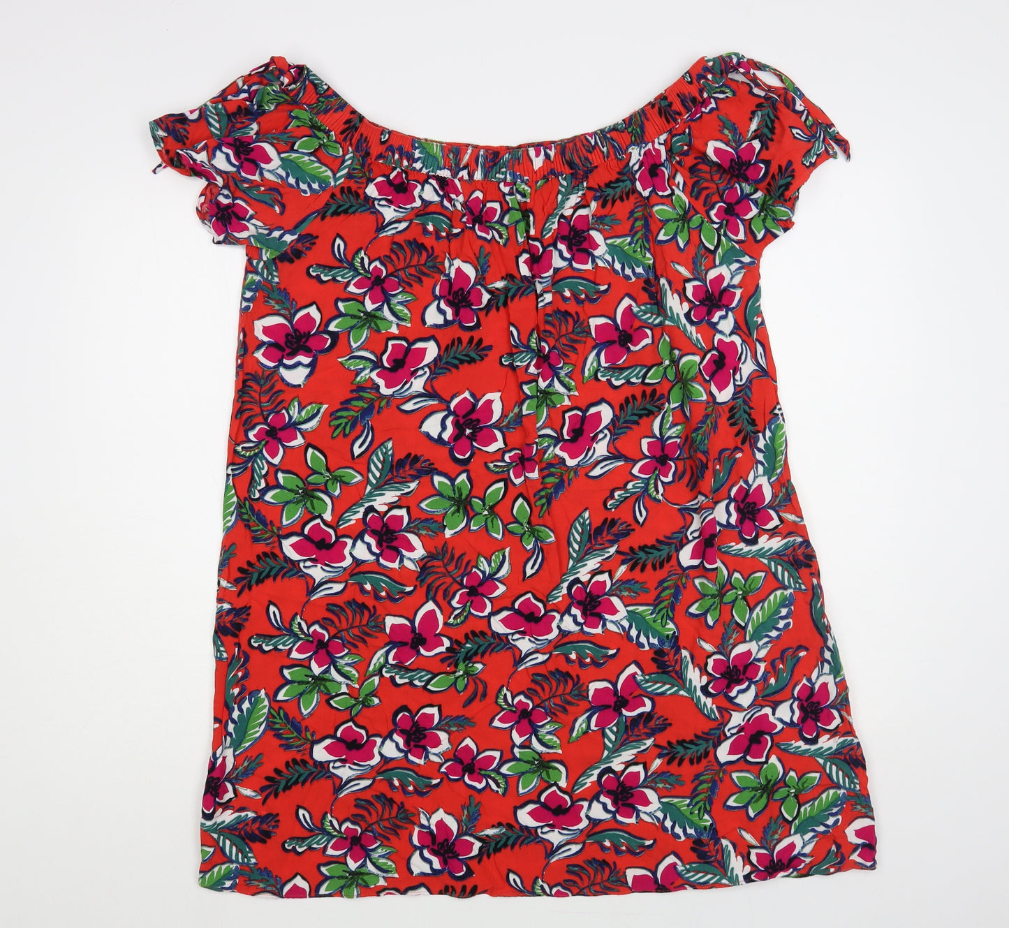Papaya Womens Red Floral Viscose Shift Size 18 Off the Shoulder Pullover