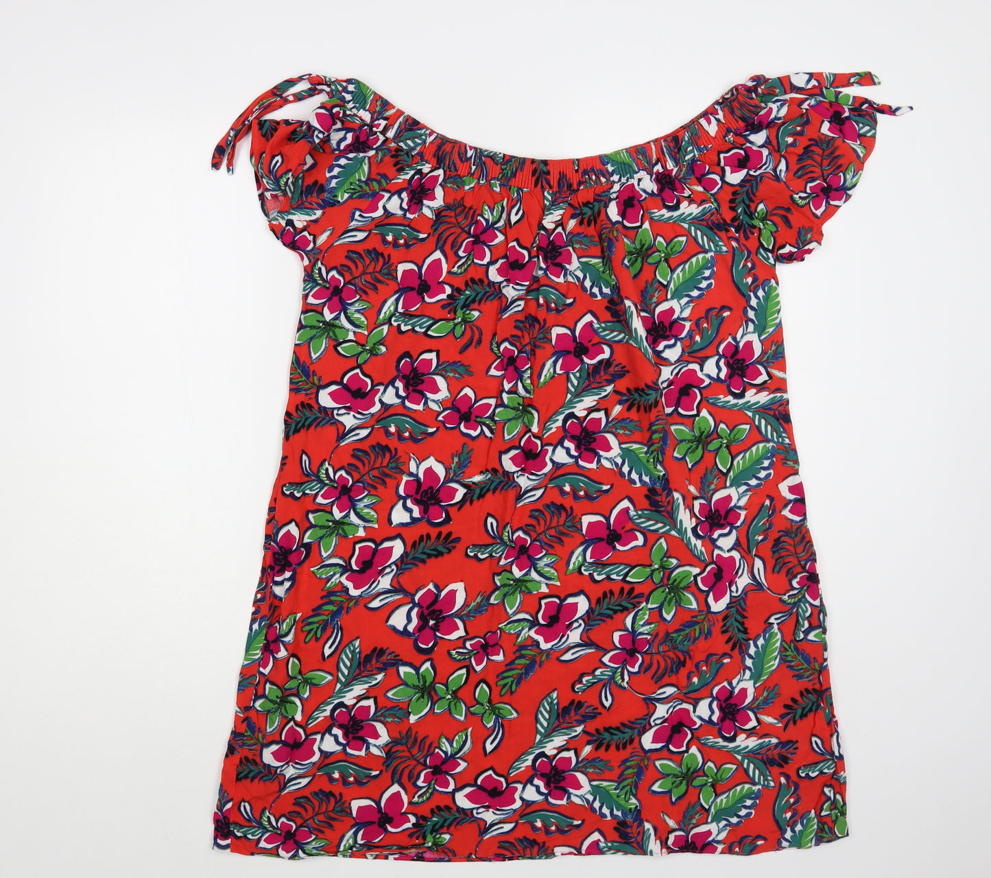 Papaya Womens Red Floral Viscose Shift Size 18 Off the Shoulder Pullover