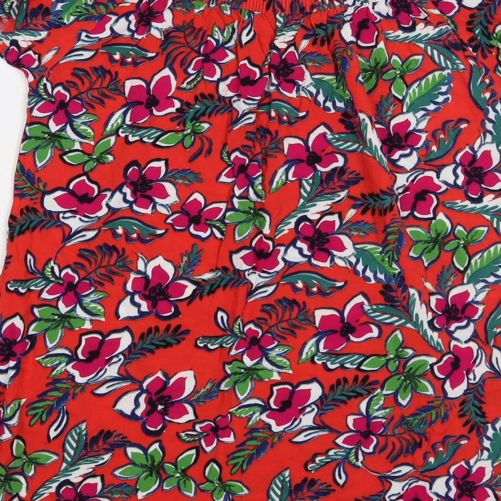 Papaya Womens Red Floral Viscose Shift Size 18 Off the Shoulder Pullover