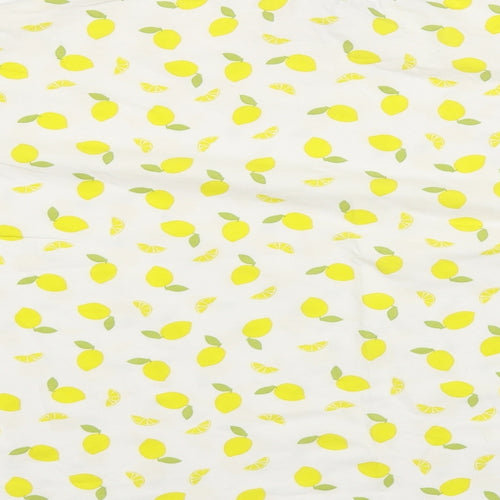 Monki Womens White Geometric Cotton Basic T-Shirt Size XS Crew Neck - Lemon Print