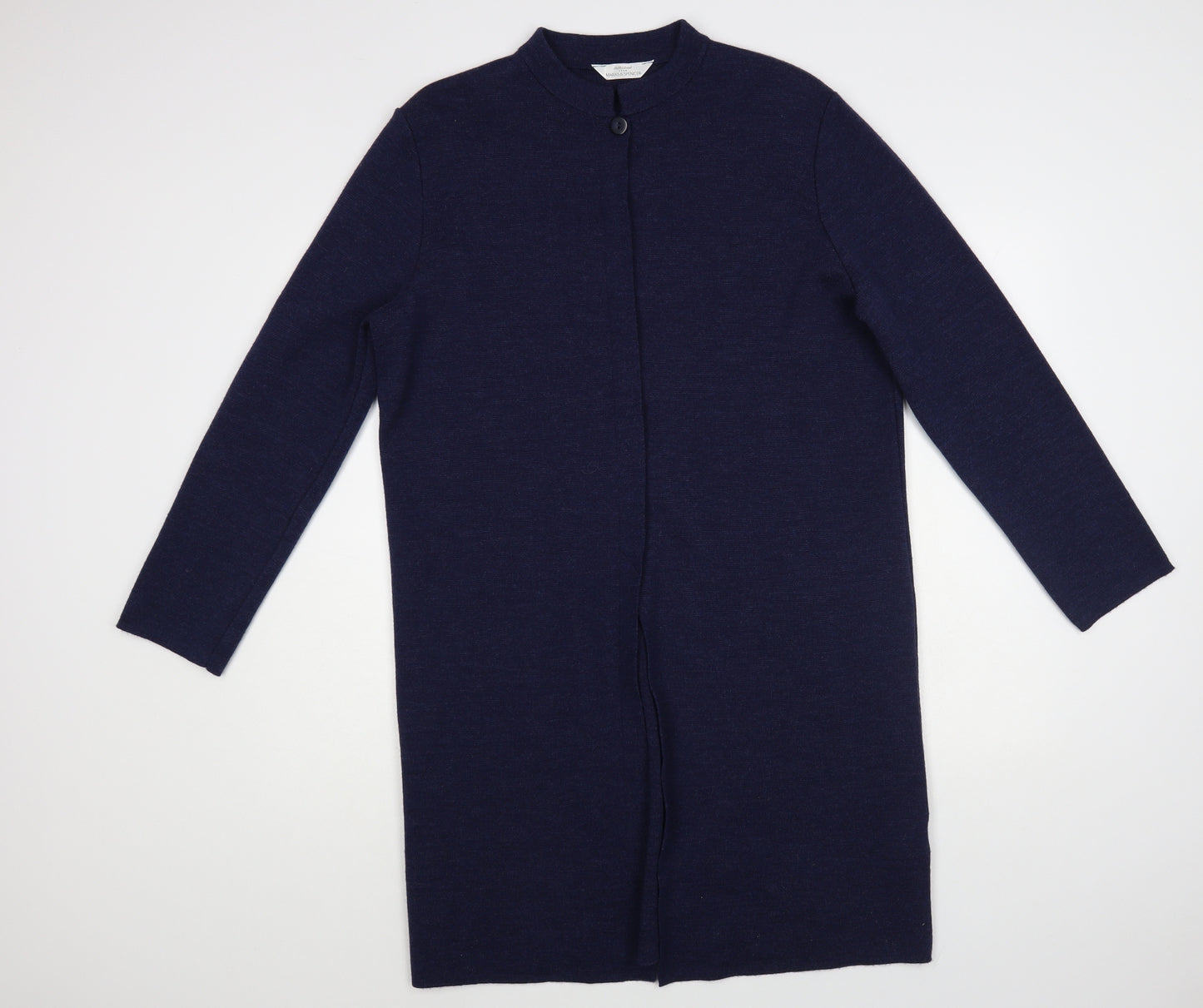 Marks and Spencer Womens Blue Round Neck Wool Cardigan Jumper Size 18
