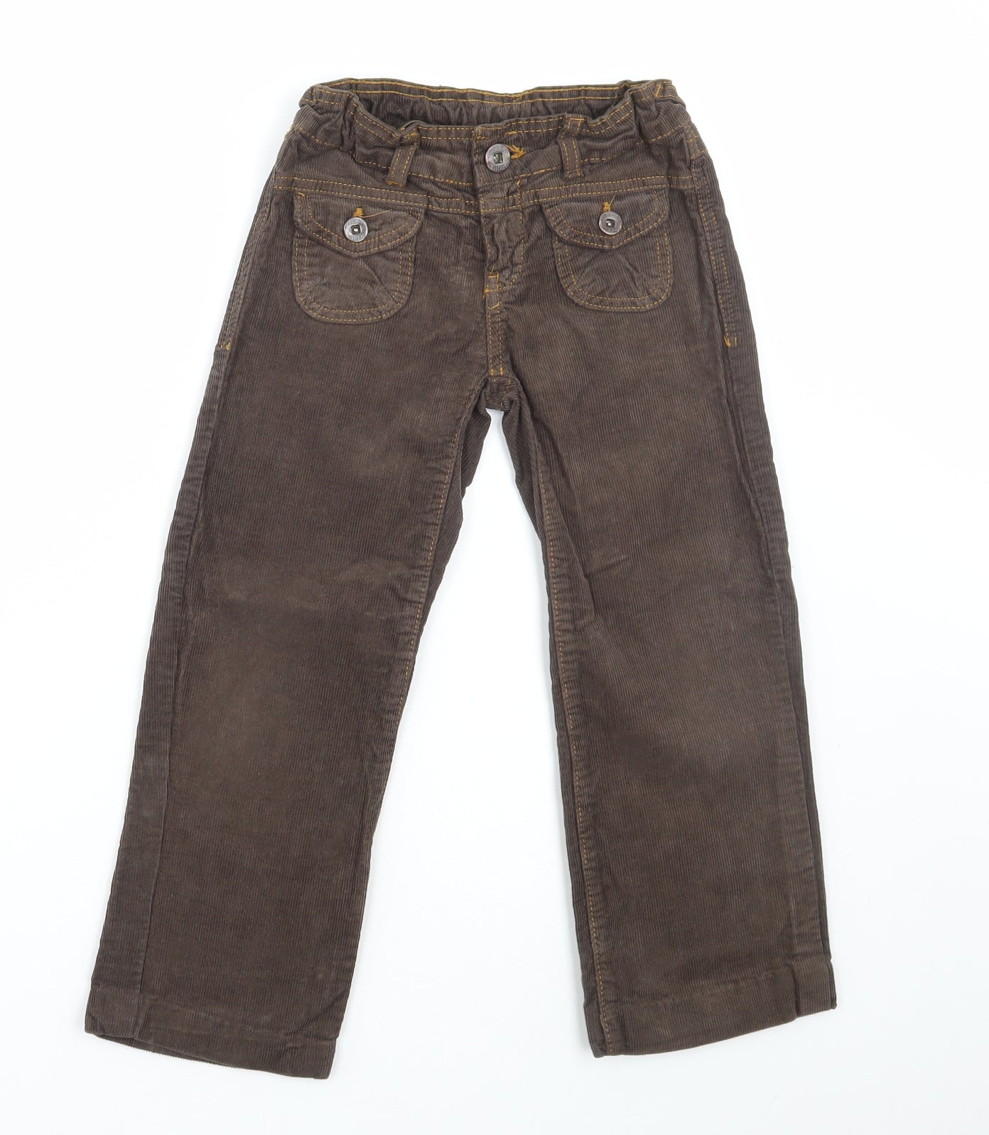 Zara Girls Brown Cotton Straight Jeans Size 5-6 Years Regular Zip