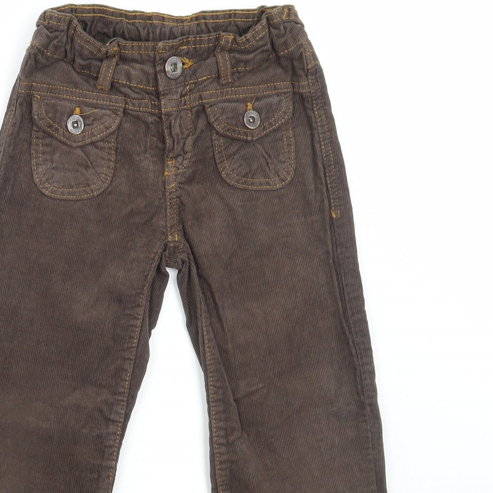 Zara Girls Brown Cotton Straight Jeans Size 5-6 Years Regular Zip