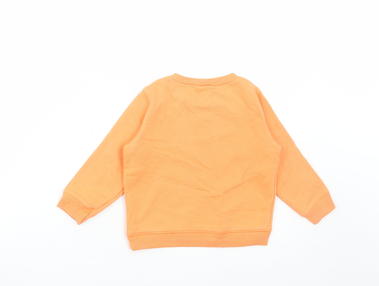 United Colors of Benetton Boys Orange Round Neck Cotton Pullover Jumper Size 2 Years Pullover - Benetton