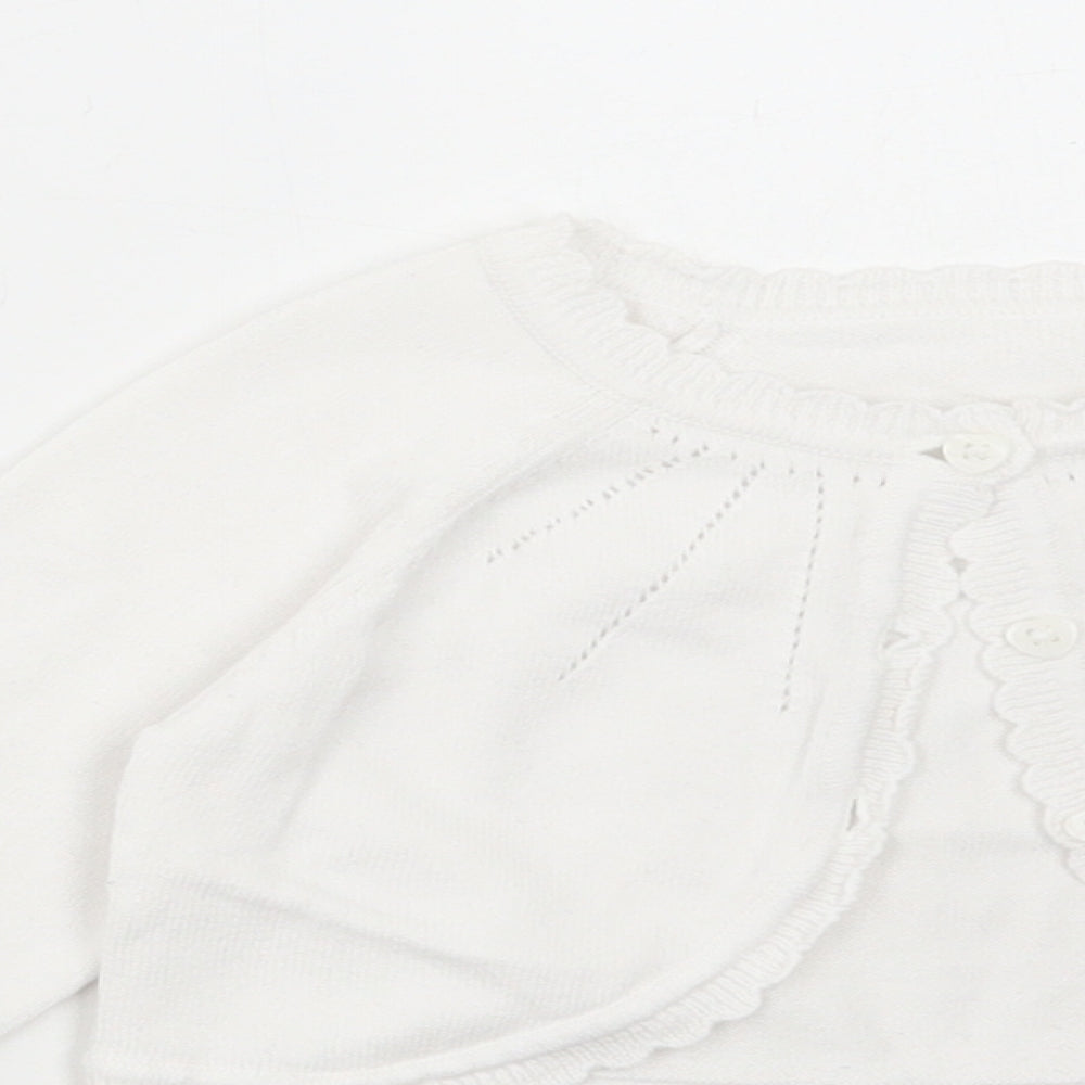 George Girls White Cotton Cardigan Jumper Size 18-24 Months Button