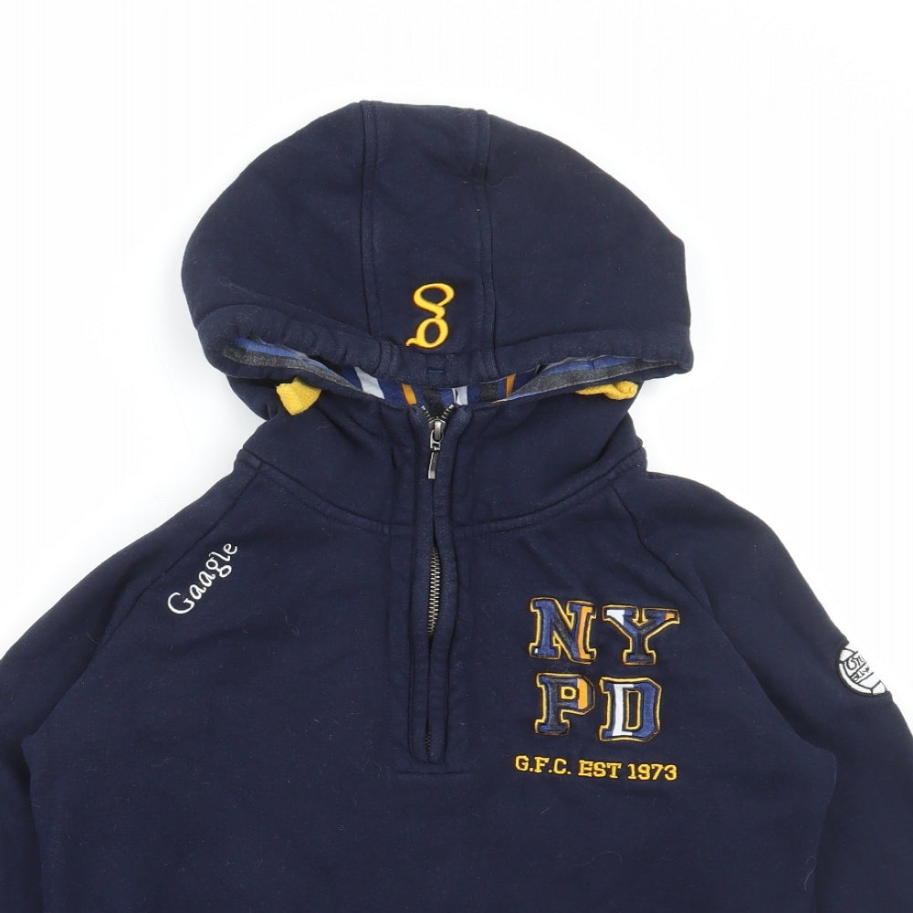 Gaagle Boys Blue Cotton Pullover Hoodie Size 10-11 Years Zip - NYPD