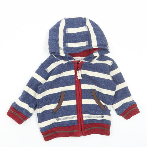 Marks and Spencer Boys Multicoloured Striped Cotton Full Zip Jumper Size 0-3 Months Zip