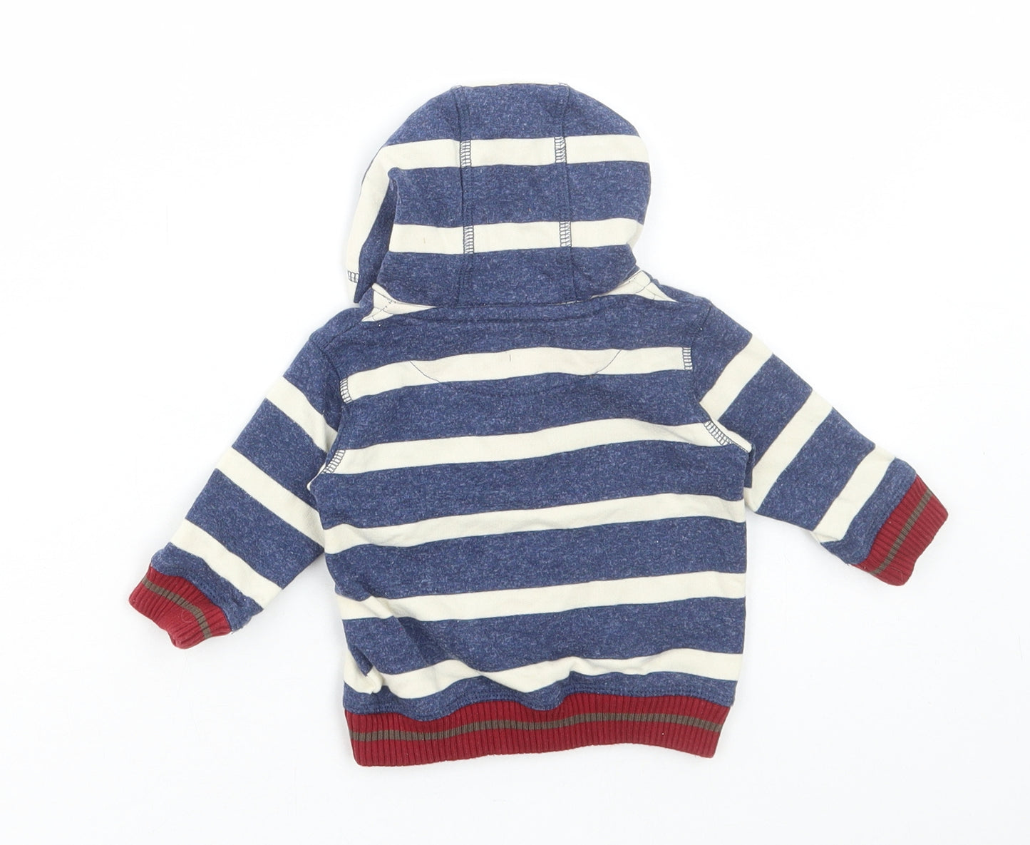 Marks and Spencer Boys Multicoloured Striped Cotton Full Zip Jumper Size 0-3 Months Zip