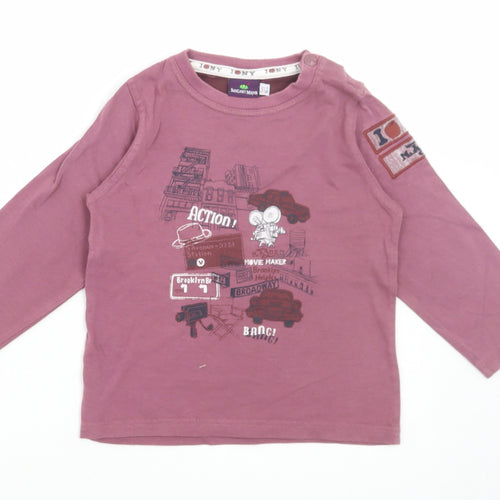 Sergent Major Girls Purple Polyester Basic T-Shirt Size 3 Years Round Neck Snap - New York