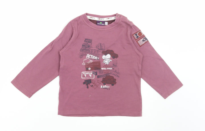 Sergent Major Girls Purple Polyester Basic T-Shirt Size 3 Years Round Neck Snap - New York