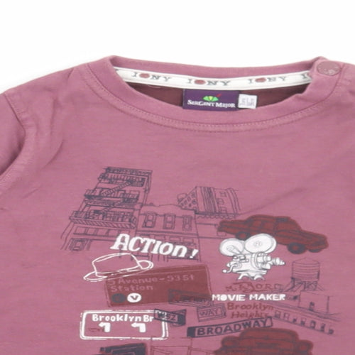 Sergent Major Girls Purple Polyester Basic T-Shirt Size 3 Years Round Neck Snap - New York