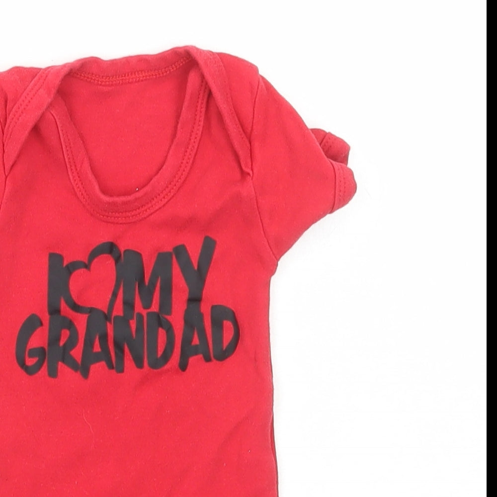 Preworn Baby Red Cotton Bodysuit Outfit/Set Size 0-3 Months Snap - I Love My Grandad