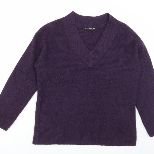 Dunnes Stores Womens Purple V-Neck Acrylic Pullover Jumper Size 8