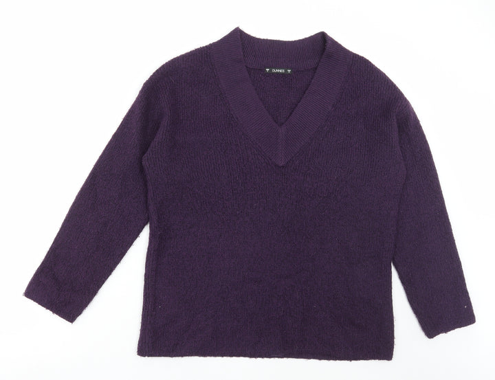 Dunnes Stores Womens Purple V-Neck Acrylic Pullover Jumper Size 8