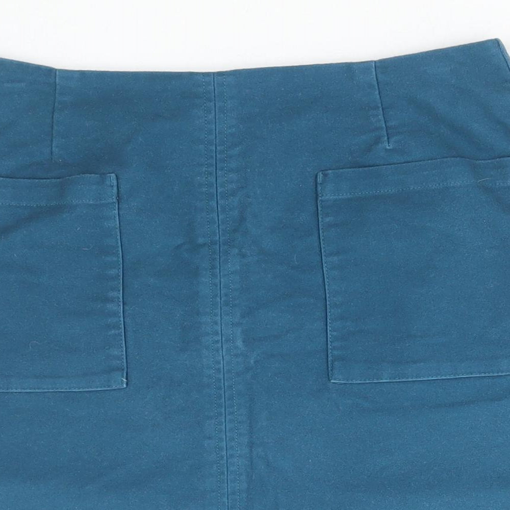 Boden Womens Blue Cotton Mini Skirt Size 10 Zip