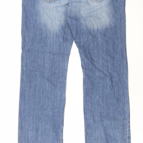 Calvin Klein Mens Blue Cotton Straight Jeans Size 36 in L33 in Regular Zip