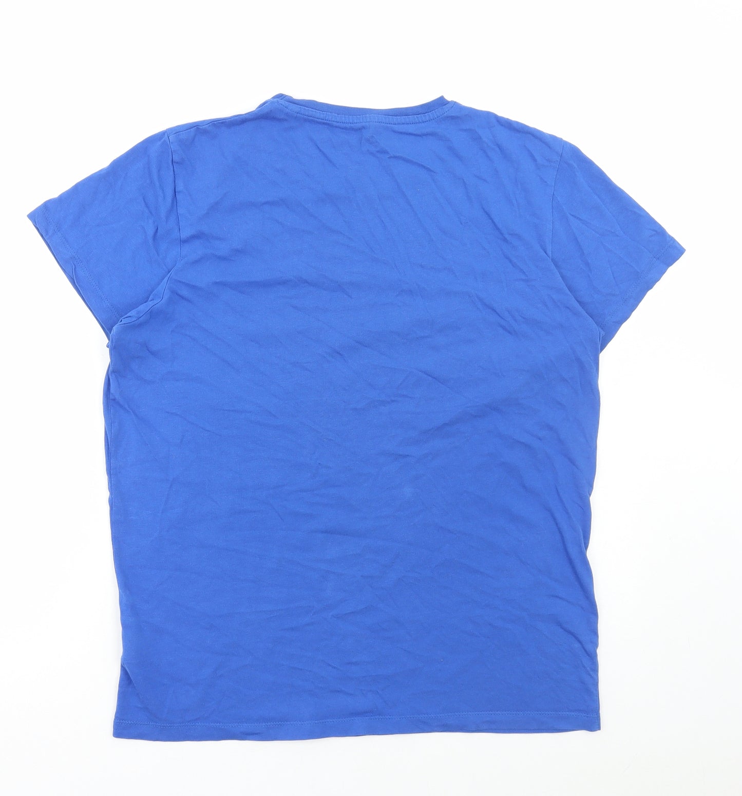 JACK & JONES Mens Blue Cotton T-Shirt Size M Round Neck