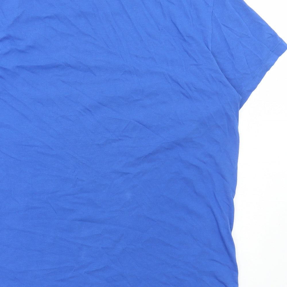 JACK & JONES Mens Blue Cotton T-Shirt Size M Round Neck