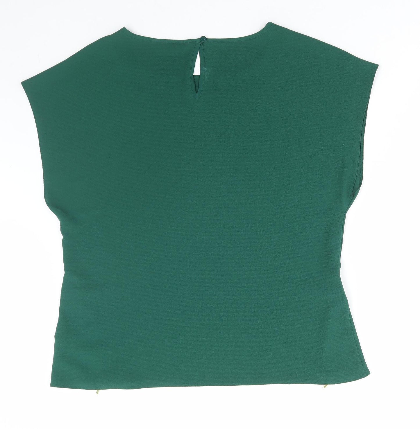 Dorothy Perkins Womens Green Polyester Basic Blouse Size 14 Round Neck