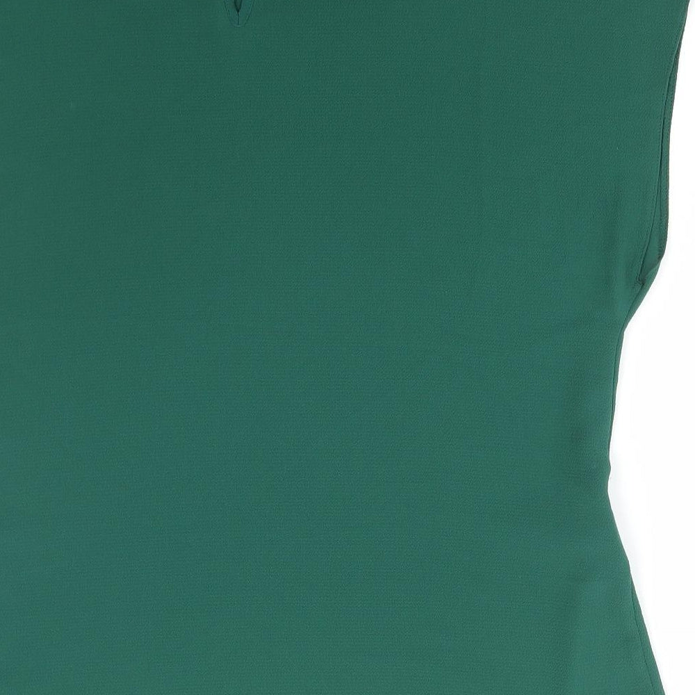 Dorothy Perkins Womens Green Polyester Basic Blouse Size 14 Round Neck