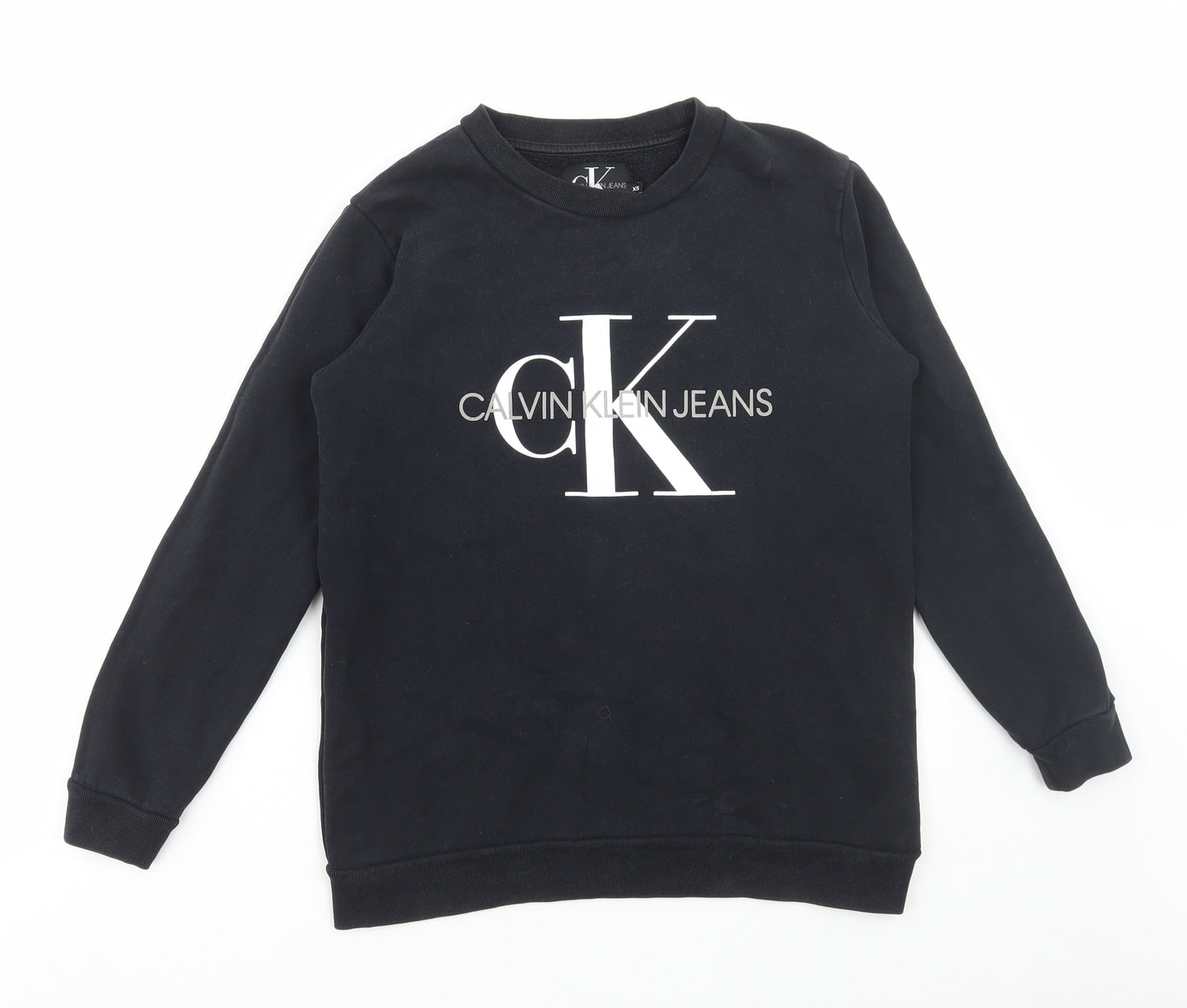 Calvin Klein Womens Black Cotton Pullover Sweatshirt Size XS Pullover