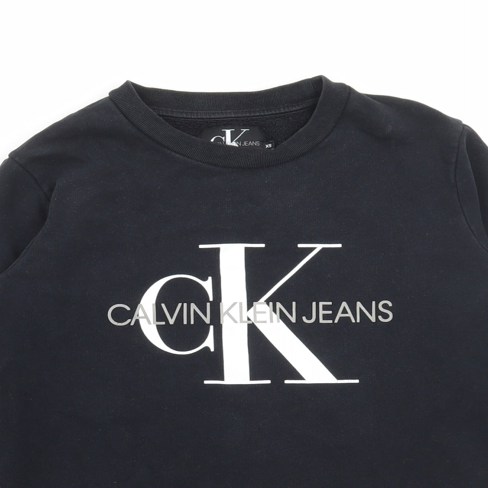 Calvin Klein Womens Black Cotton Pullover Sweatshirt Size XS Pullover