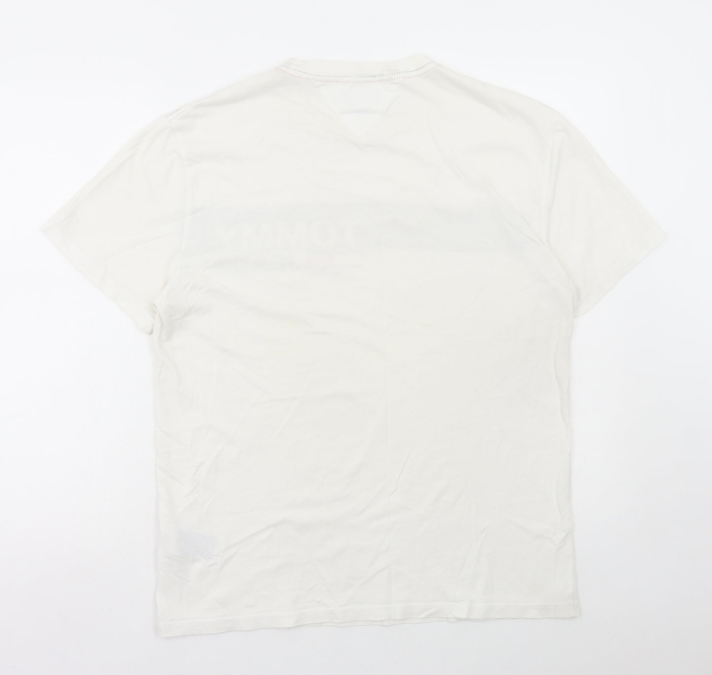 Tommy Jeans Mens White Cotton T-Shirt Size M Round Neck