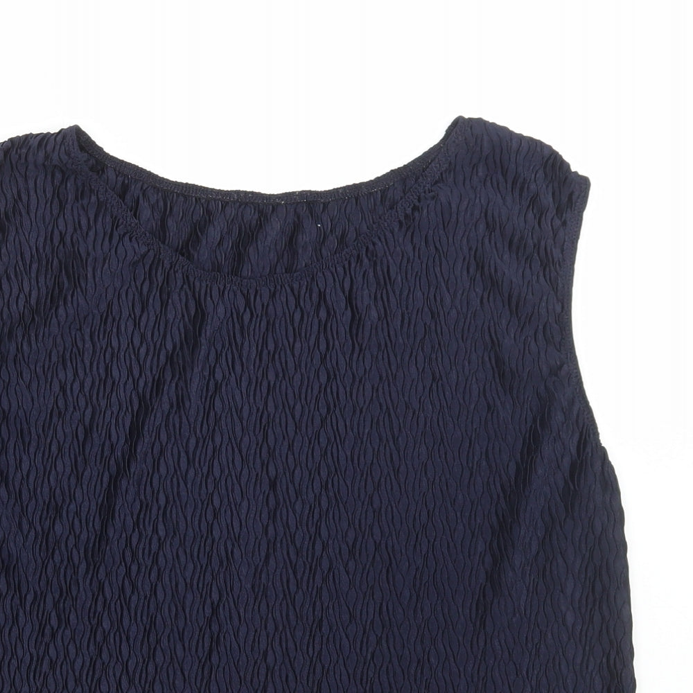 Dunnes Stores Womens Blue Polyester Basic Tank Size 20 Round Neck