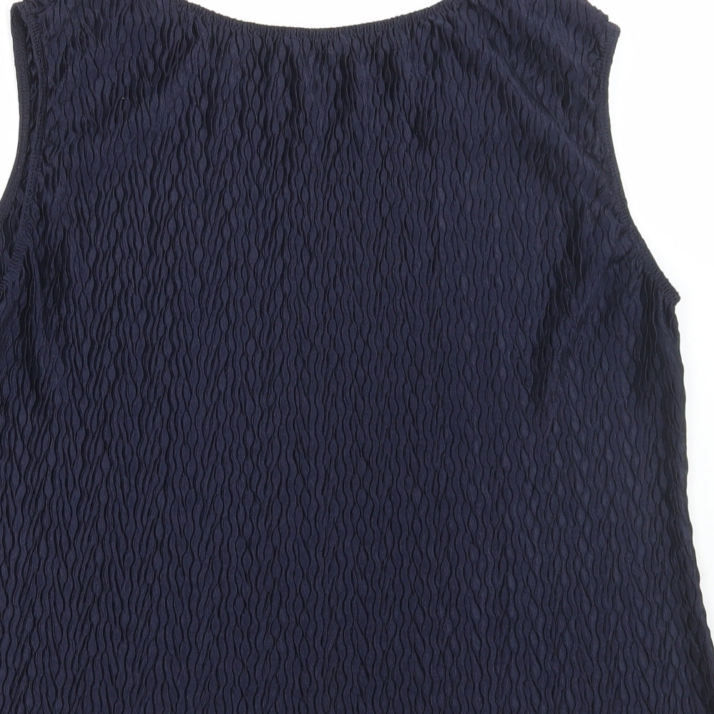 Dunnes Stores Womens Blue Polyester Basic Tank Size 20 Round Neck