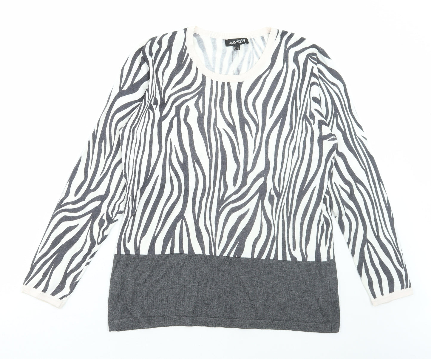 MARBLE Womens Multicoloured Round Neck Animal Print Viscose Pullover Jumper Size 12