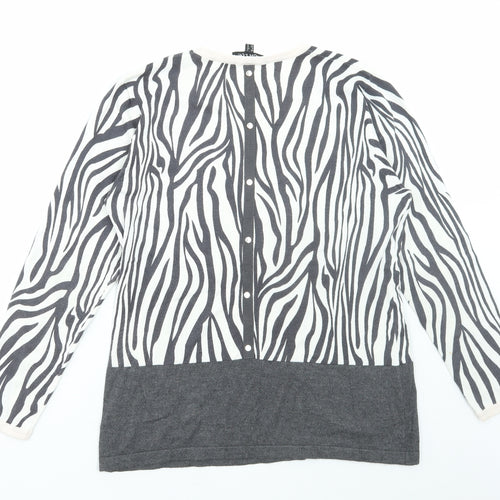 MARBLE Womens Multicoloured Round Neck Animal Print Viscose Pullover Jumper Size 12