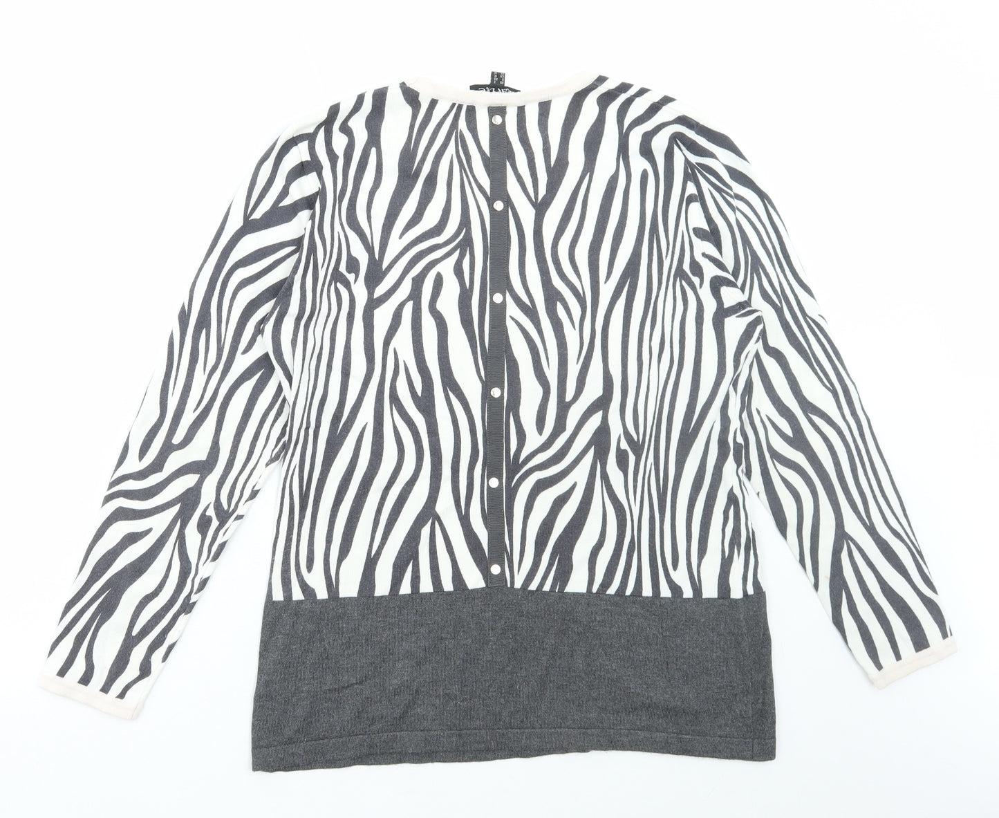 MARBLE Womens Multicoloured Round Neck Animal Print Viscose Pullover Jumper Size 12