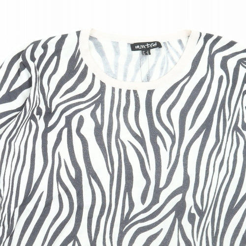 MARBLE Womens Multicoloured Round Neck Animal Print Viscose Pullover Jumper Size 12