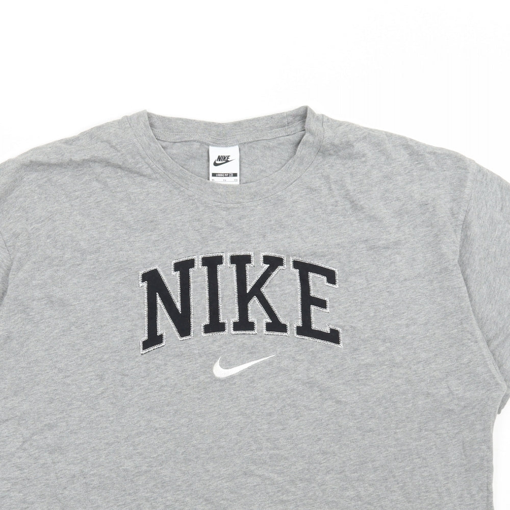Nike Mens Grey Cotton T-Shirt Size XL Round Neck