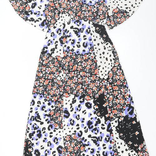 Influence Womens Multicoloured Animal Print Polyester A-Line Size 6 Round Neck Zip