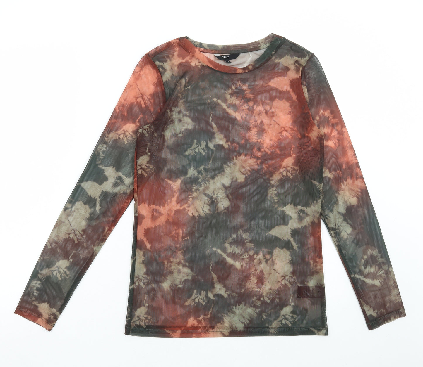 NEXT Womens Multicoloured Geometric Polyester Basic T-Shirt Size 6 Round Neck