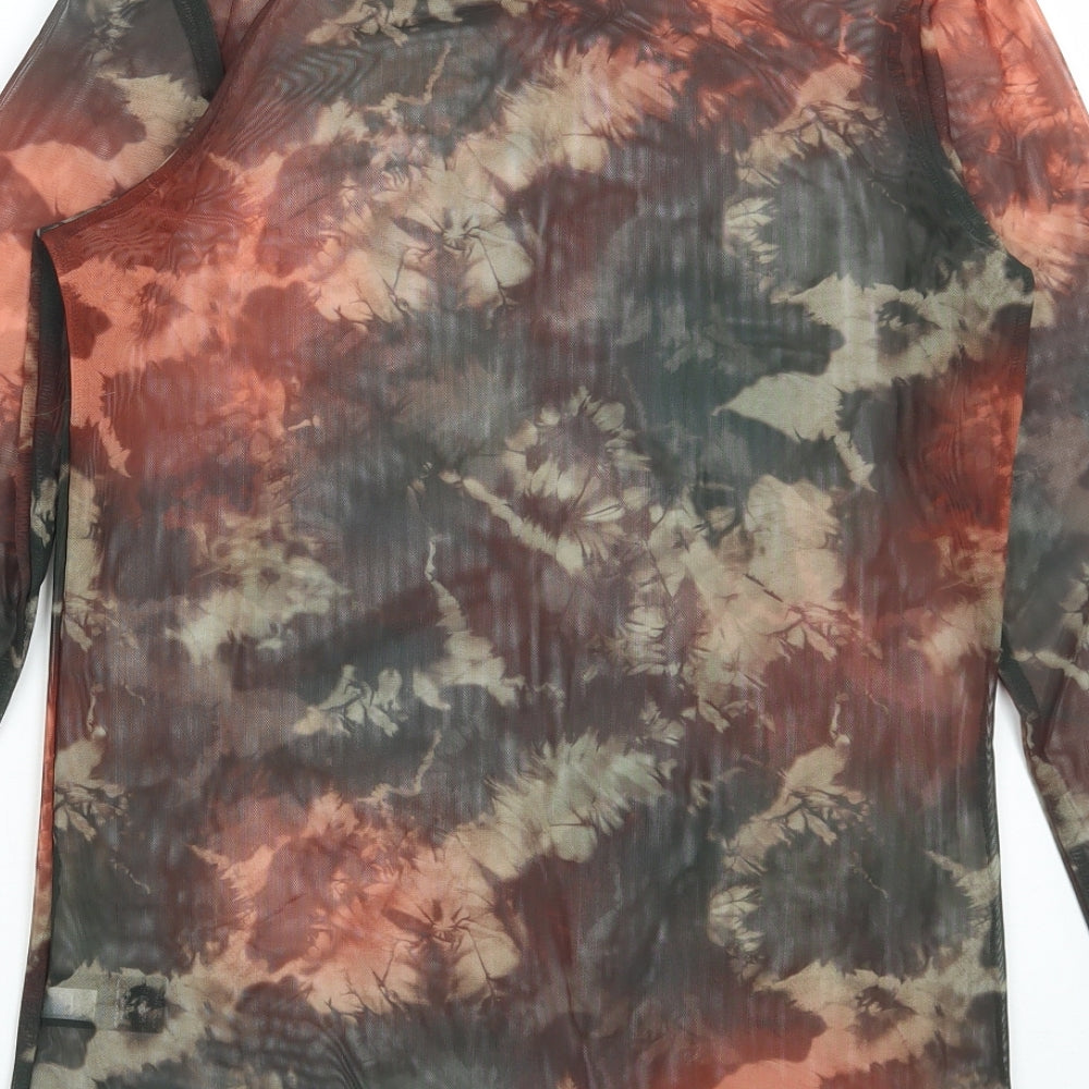 NEXT Womens Multicoloured Geometric Polyester Basic T-Shirt Size 6 Round Neck