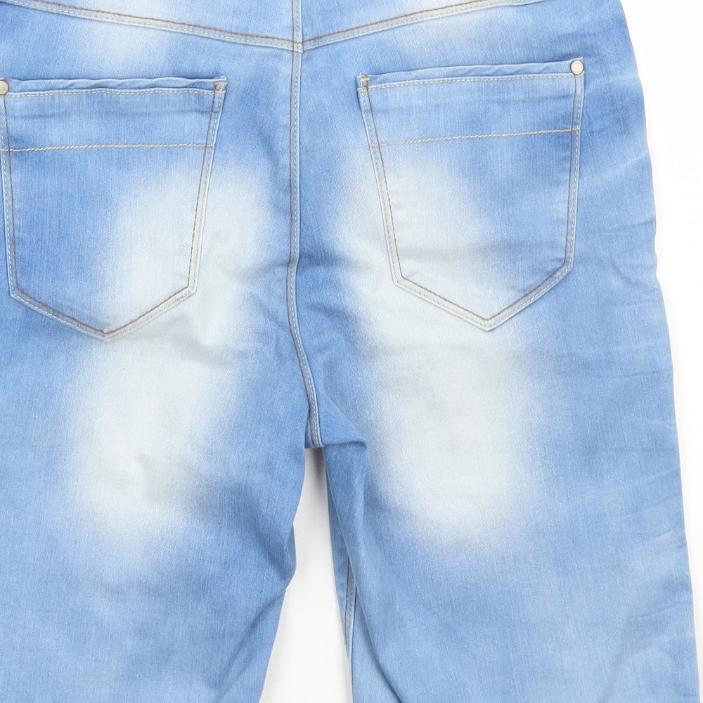 F&F Womens Blue Cotton Bermuda Shorts Size 10 L11.5 in Regular Zip