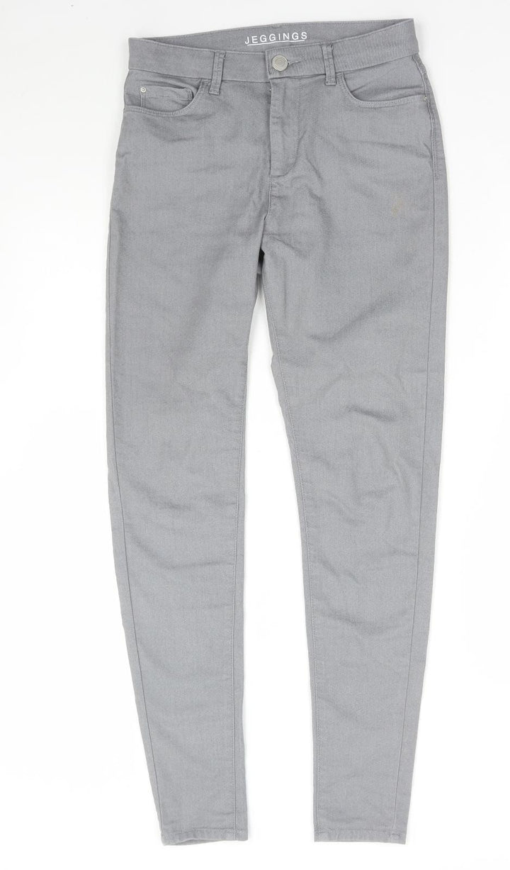 Marks and Spencer Womens Grey Cotton Skinny Jeans Size 10 L28 in Regular Button