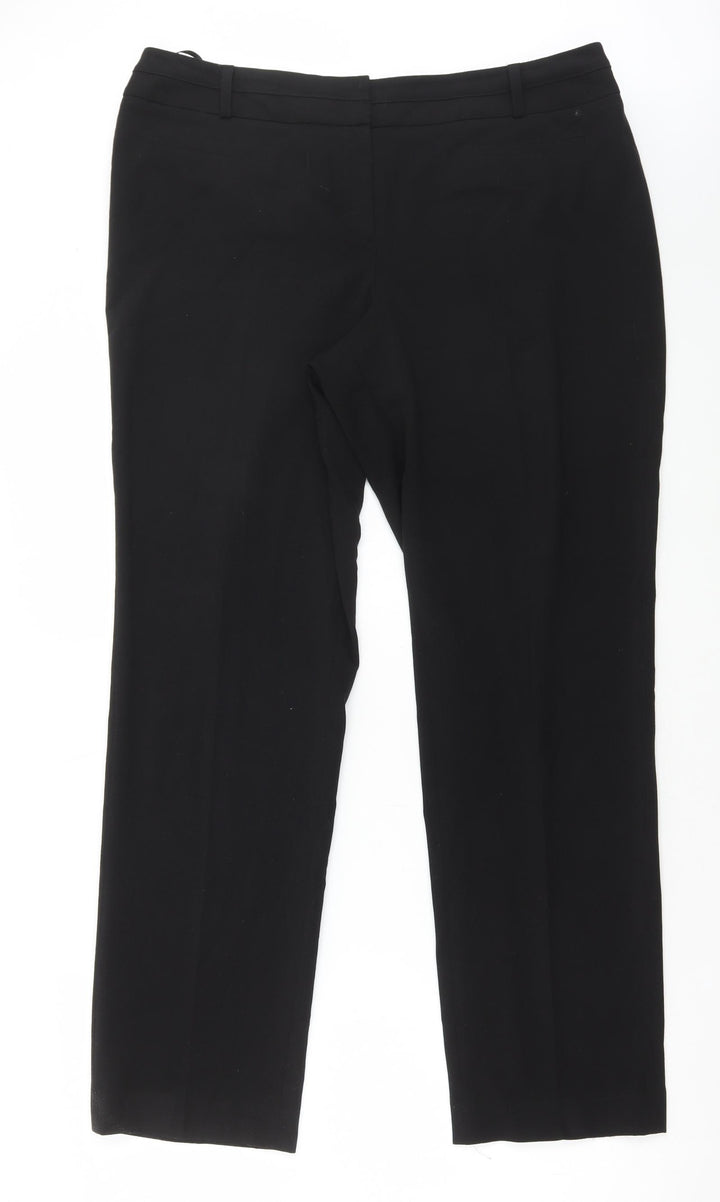 Dunnes Stores Womens Black Polyester Trousers Size 16 L30 in Regular Hook & Eye
