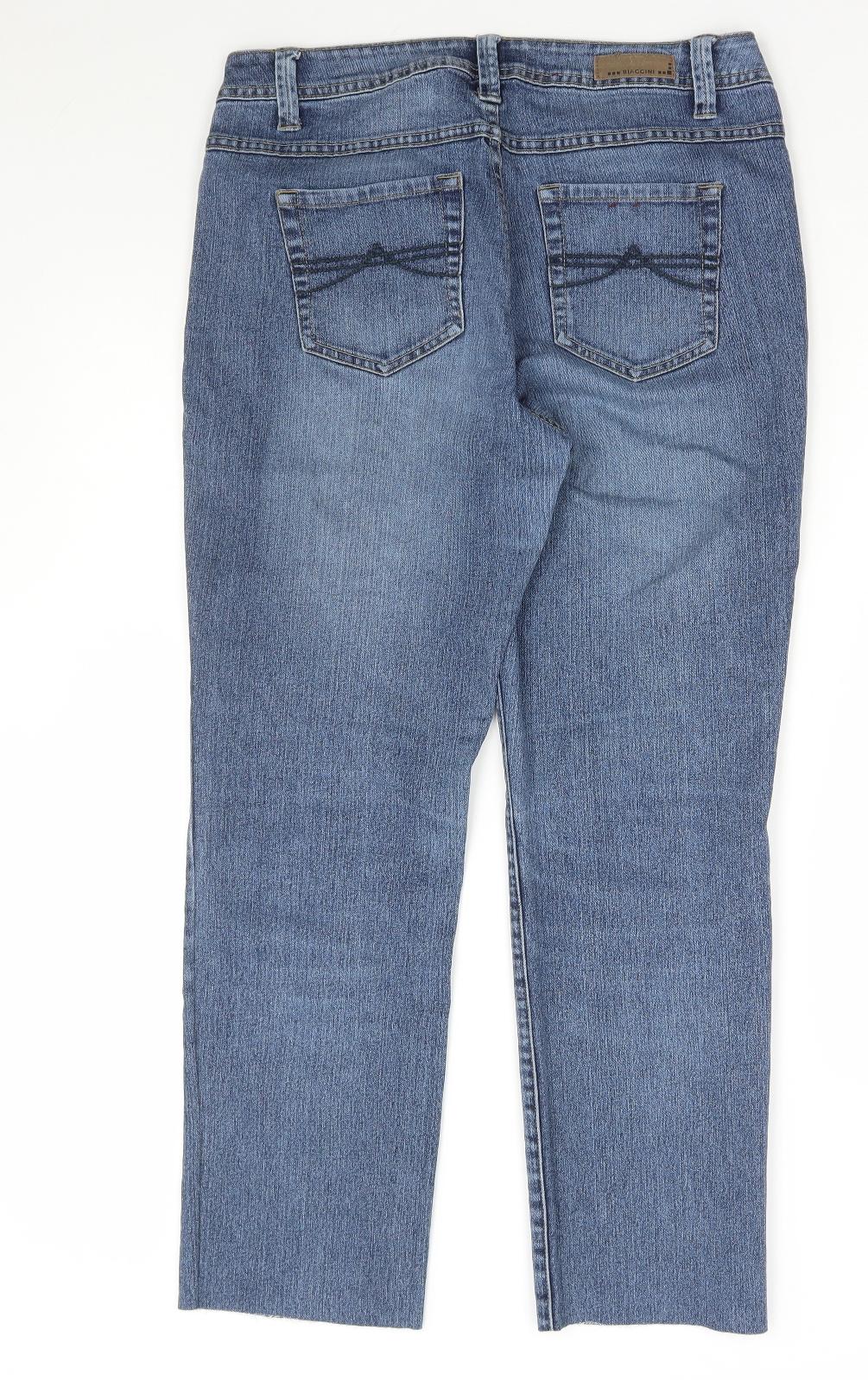 Biaggini Womens Blue Cotton Straight Jeans Size 10 L28 in Regular Zip