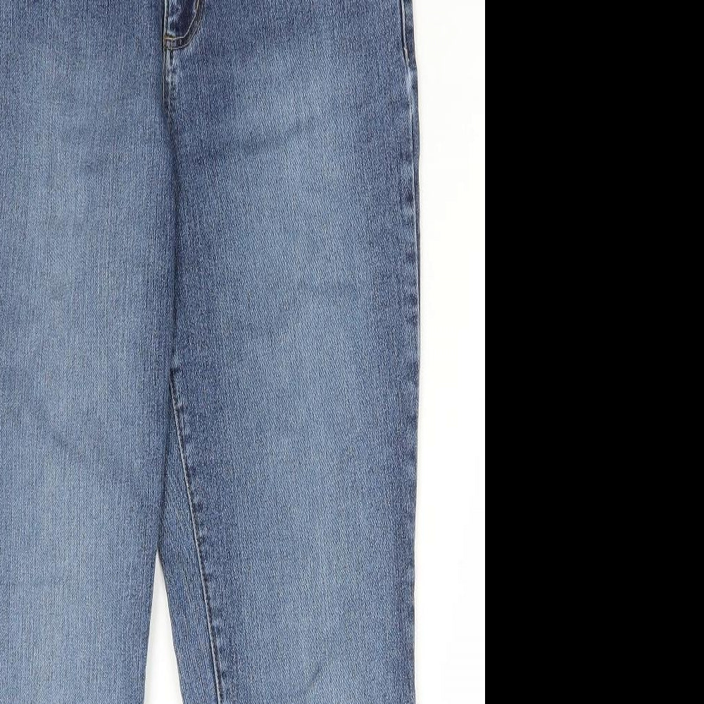 Biaggini Womens Blue Cotton Straight Jeans Size 10 L28 in Regular Zip