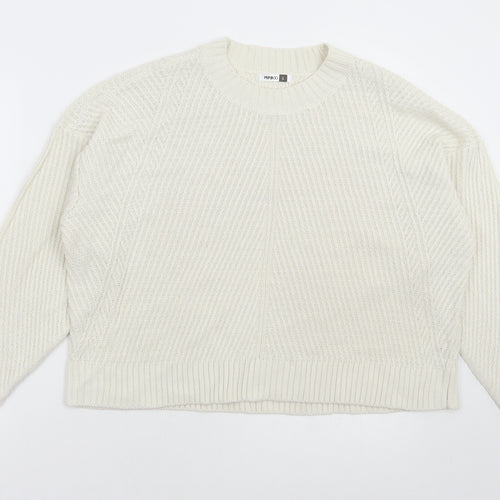 Pep & Co Womens Ivory Round Neck Acrylic Pullover Jumper Size L