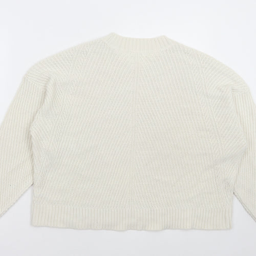 Pep & Co Womens Ivory Round Neck Acrylic Pullover Jumper Size L