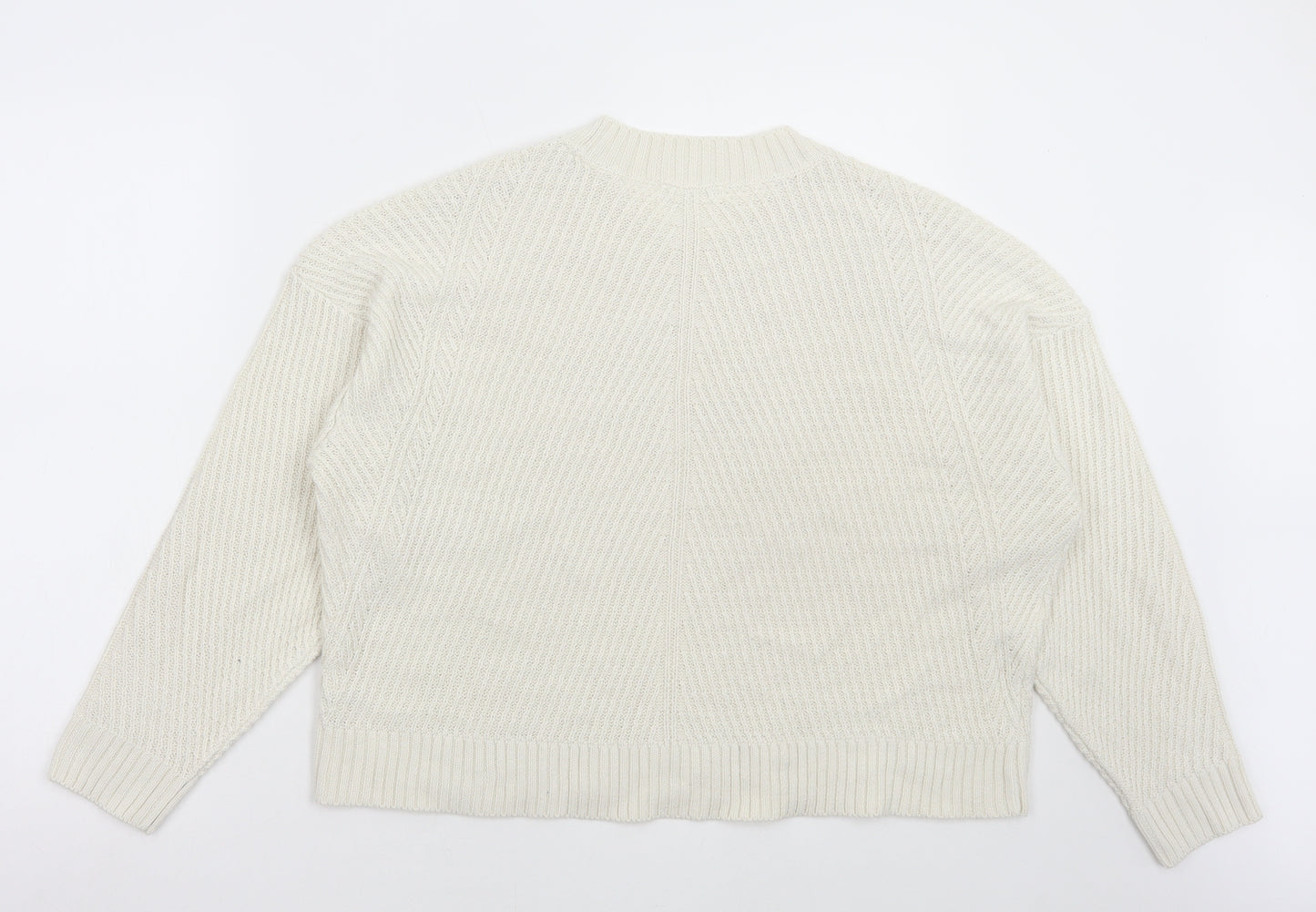 Pep & Co Womens Ivory Round Neck Acrylic Pullover Jumper Size L