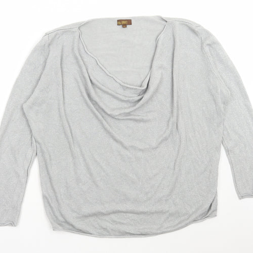 Amanti Womens Silver Scoop Neck Acrylic Pullover Jumper Size 2XL