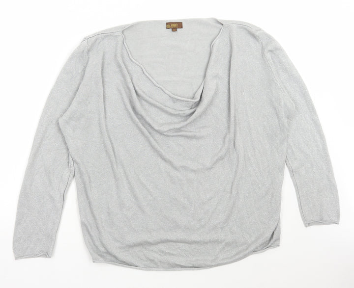 Amanti Womens Silver Scoop Neck Acrylic Pullover Jumper Size 2XL