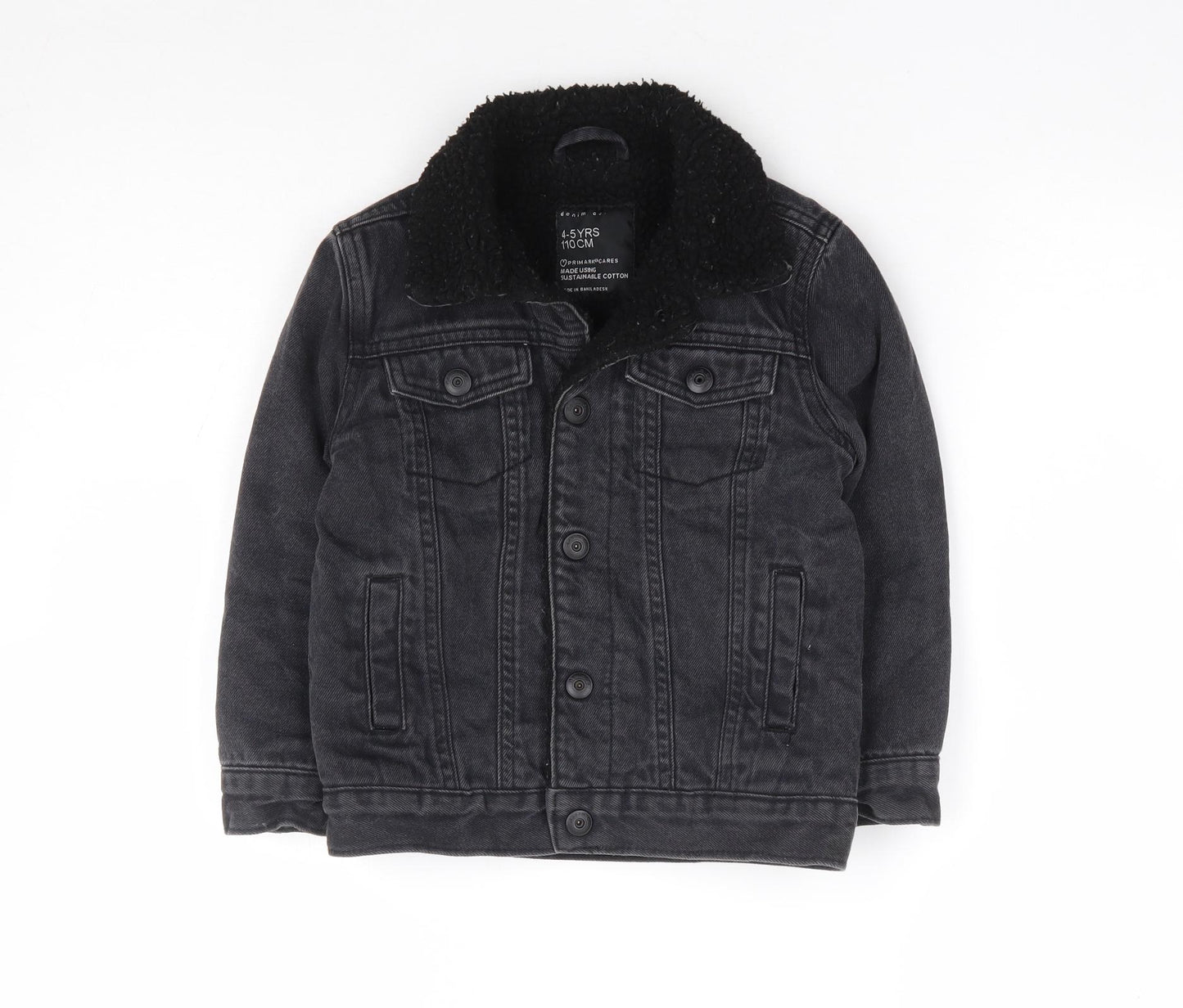 Primark Boys Black Jacket Size 4-5 Years Snap